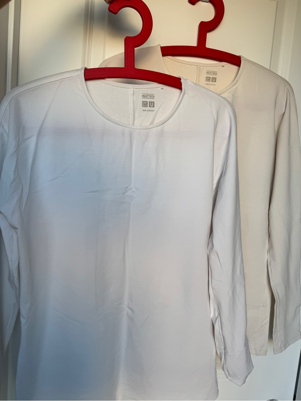 Uniqlo Cotton HEATTECH Long Sleeve Crew Neck Top - White (2-Pack)